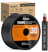 Nilight 30FT 16AWG Oxygen-Free Copper Wire Red Black Electrical Wire Stranded PVC Cord 2 Conducto...