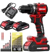 20V Cordless Drill Driver Kit with 2 Batteries - 70Nm High Torque Power Tool, 26-Piece Accessory ...