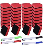 SIQUK 36 Packs Dry Erase Eraser Magnetic Whiteboard Eraser Red Chalkboard Cleansers Wiper(1.97 x ...