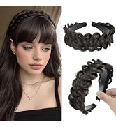 CJL HAIR Wide Braided Headbands Hair Piece for Women Synthetic Hair Hoops Head Bands with Teeth H...