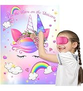 ASTARON Pin The Horn on The Unicorn Game for Kids Birthday Party, Unicorn Party Game with 30 pcs ...