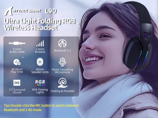 ATTACK SHARK L90 WIRELESS GAMING HEADSET