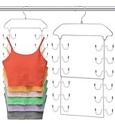 2 Pack Tank Top Hanger Space Saving, 6 Tier Metal Bra Hangers with 24 Hanging Hooks, 360° Rotatin...