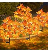 Uieke 4 Pack Solar Fall Lights Outdoor Decorative, 80LED Fall Solar Stake Lights Outdoor with 8 M...