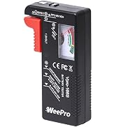 WeePro Universal Battery Checker - Small Battery Tester for AAA, AA, C, D, 9V, 1.5V, Button Cell ...