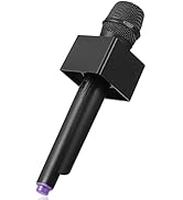 NUOBESTY Pretend Microphone with Stand Fake Microphone Prop with Square Cube Interview Mic Plasti...