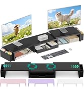 OPNICE Dual Monitor Stand Riser with Drawer and 2 Pen Holders, Desk Organizer for Office Supplies...