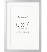 Fun Memories 5x7 Metal Picture Frame - 5 x 7 Aluminum Photo Frames with 4x6 Removable Mat- Ideal ...