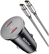 GOYIY USB C Car Charger with 60W Braided USB C Cable 3ft, Mini 60W USB C Fast Charging Cigarette ...