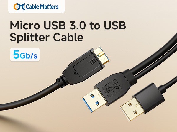 Micro USB 3.0 to USB Splitter Cable