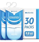 Moisture Absorbers 30 Pack Fragrance Free, Hanging Closet Dehumidifier Bags, Humidity Absorber, C...