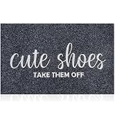 AOAOPQ Front Door Indoor Outdoor Entrance Doormat Grey Rubber Welcome Door Mat Cute Shoes Take Th...