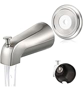 Enhon Universal Brushed Nickel Bathroom Spout with Metal Cover, 5 1/4 Inch Reach, Front Mount Tub...