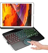 NOKBABO iPad 9th Generation Case with Keyboard 360° Rotatable Touchpad and 7 Color Backlight & Pe...