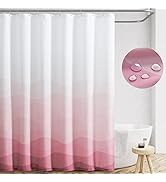 jinchan Ombre Pink Ocean Wave Shower Curtain Waterproof Fabric Shower Curtains for Bathroom Gradu...