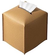 REGELETO Square Tissue Box Cover, Pu Leather Tissue Box Holder with Bottom Belt Modern Stylish Ti...