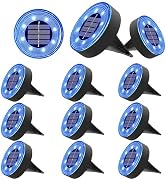 Joomer Solar Ground Lights, 12 Pack 8 LED Solar Lights Outdoor Waterproof IP68 Disc Light Landsca...