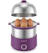 AMPOIA 14 Eggs Electric Egg Cooker, 350W Rapid Egg Boiler with 30-Min Timer & Auto Shut-Off, Stai...