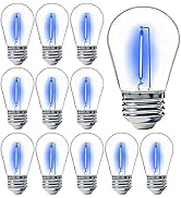 Sxminer 15 Pack S14 LED Bulbs Blue Christmas Replacement Bulb S14 String Light Bulbs Edison Bulb ...