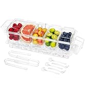 IVYHOME Chilled Condiment Server, Taco Bar Serving Set, Mimosa Bar Supplies, with 5 Lidded Contai...