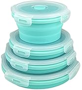 Collapsible Food Storage Containers - 4PC Stackable collapsible bowls With Airtight Lid, Vent - P...