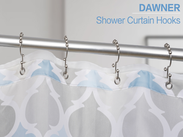 DAWNER Brushed NIckel Shower curtain hooks, Shower curtain rings,Shower rings,curtain hooks