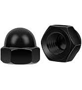 1/4-20 Acorn Cap Nuts, 25 PCS Black Coating Acorn Dome Cap Nuts, Hex Drive, Stainless Steel 304