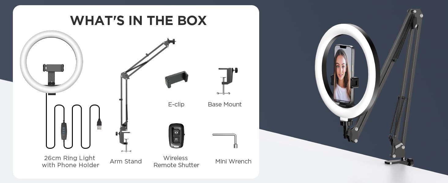 selfie ring light with arm stand