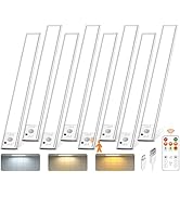 Under Cabinet Lighting with Remote Control,2500mAh USB Rechargeable Motion Sensor Light Indoor,35...