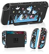 Gurgita Dockable Protective Case for Nintendo Switch 2 2025 - Cute Cartoon Shark Design Clear TPU...