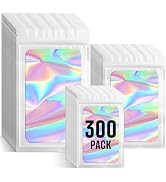 Funfery 300 Pack 3 Size Mylar Holographic Bags with Clear Window,Resealable Bags Smell Proof Bags...
