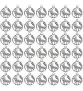 DICOSMETIC 60Pcs Howling Wolf Charms Antique Silver Wolf Charms Pendants Wolf Animal Dangle Charm...