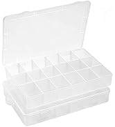 Gbivbe Large 18 Grids Plastic Organizer Box Adjustable Dividers, Storage Box for Jewelry, Art DIY...