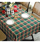 UWWGKK Green Plaid Tablecloth for Spring, Table Cloth Rectangle Table with Wipeable,Tablecloths f...