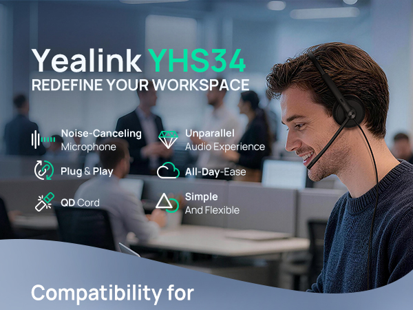 YHS34 PHONE RJ9 WIRED HEADSET