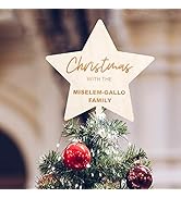 Custom Christmas Tree Topper Star Ornament, Personalized Unique Tree Topper with Family Name Holi...