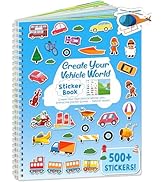 Vehicle Kids Sticker Book, Toddler Airplane Travel Activity Coloring Sticker Book, Road Trip Esse...