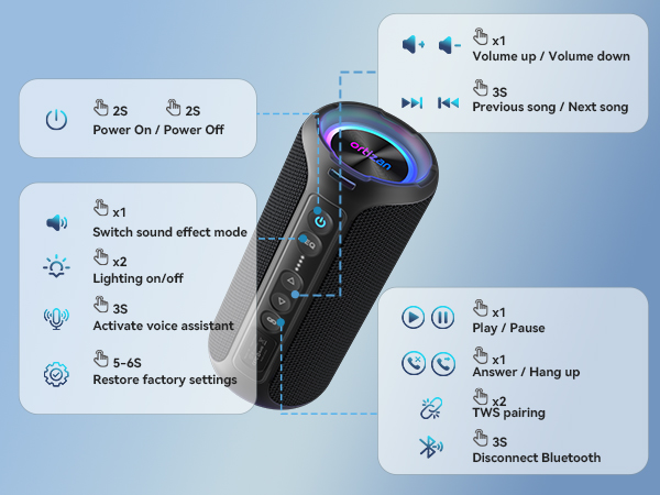 portable bluetooth speaker wireless with multi-function button