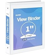 SUNEE 3 Ring Binder 1 Inch 1 Pack, Clear View Binder Three Ring PVC-Free (Fit 8.5x11 Inches) for ...
