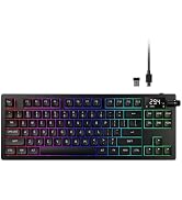 GAMDIAS Hermes M7 Gasket Gaming Keyboard, 80% Hot-Swappable Linear Switches w/RGB Backlit&Knob, 3...