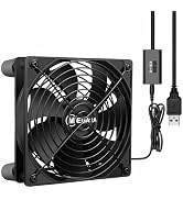 MEGATTA 80 x 25mm Quiet USB Powered Fan with L/M/H 3-Degree Speed Controller,5V USB Fan Cooling F...