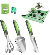 WORKPRO 5PCS Garden Tool Set, Powder Coating Compact Aluminum Gardening Tool Set with Repotting M...