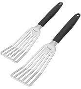 Beijiyi 2 Pack Fish Spatula, 13.5" & 11.7", Stainless Steel Slotted Turner, Full Tang Silicone Ha...