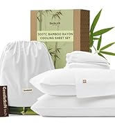 Bedsure Cooling Sheets, Rayon Derived from Bamboo & Cotton Blend, GentleSoft, Breathable, Queen S...