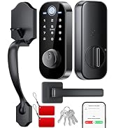 Ulecoce DL08H 7-in-1 Fingerprint Smart Door Lock for Front Door with Handle | App Control, Remote...