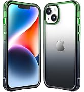 Mkeke for iPhone 14 Case for iPhone 13 Case Gradient Black-Green Shockproof Bumpers Cases for iPh...
