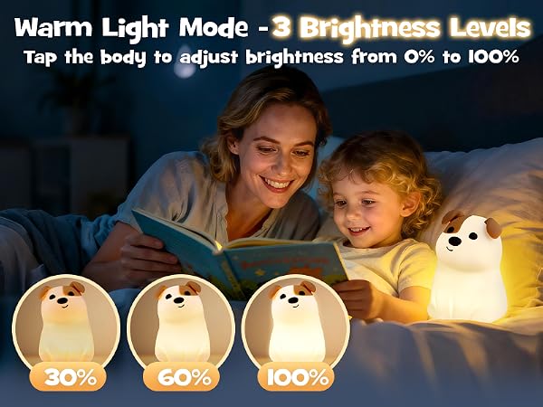 Squishy Puppy Dog Night Light with RGB Mode 3 Brightness