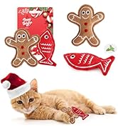 ALL FOR PAWS Christmas Cat Toys with Catnip, Bite-Resistant Teething Toy for Indoor Cats Exercise...