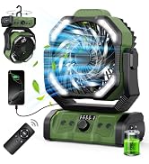 Portable Camping Fan Rechargeable 20000mAh Battery Operated Oscillating Fan USB C Battery Powered...