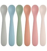 Eascrozn 6 Pack Silicone Baby Spoons, Baby Spoons Self Feeding 6 Months+, BPA Free, Soft Tip Baby...